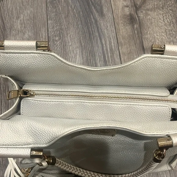 Bebe Natalie Satchel Purse silver and golds accents. - Picture 5 of 11